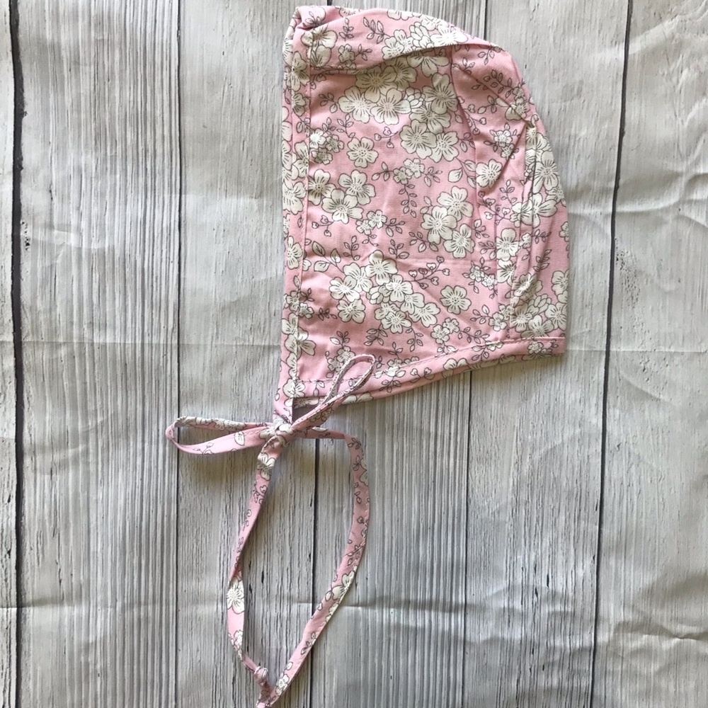 Brand New Pink Floral Baby Girl Bonnet 0-6 Months